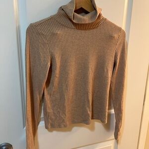 Babaton Camel Ribbed Turtleneck Long Sleeve
